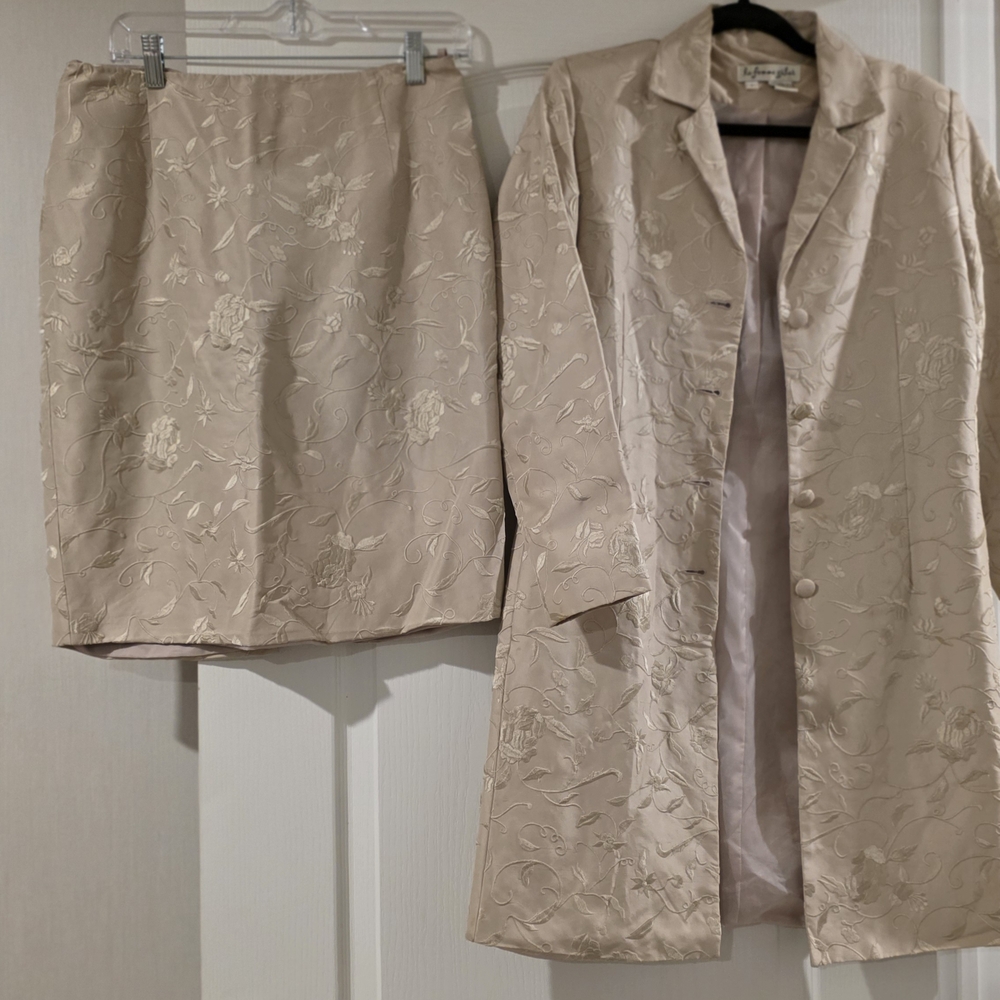 Elegant Cream Skirt and Coat Set